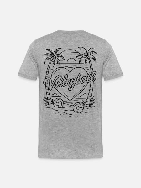 Volleyball Herz Minimalistisch - Männer Premium Bio T-Shirt - Grau meliert
