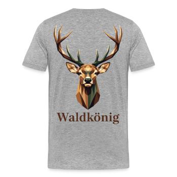 Geometric Stag with Waldkönig Label - Men's Premium Organic T-Shirt - heather grey - Back - Damien (186cm)