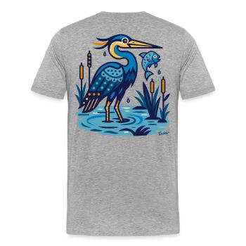 Héron cendré - T-shirt bio Premium Homme - gris chiné - Dos - Damien (186cm)