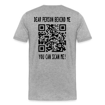 Scan me QR code for motivation - Men's Premium Organic T-Shirt - heather grey - Back - Damien (186cm)