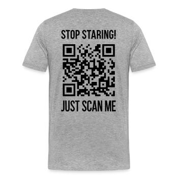 Scan me for motivation - Men's Premium Organic T-Shirt - heather grey - Back - Damien (186cm)