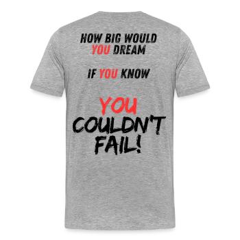 Message de motivation YOU sur noir - T-shirt bio Premium Homme - gris chiné - Dos - Damien (186cm)