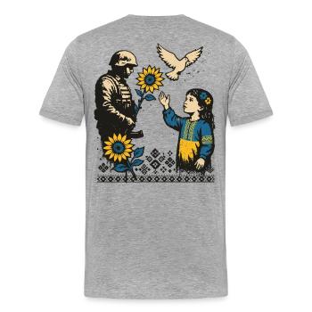 L’espoir dans le brouillard de la guerre - T-shirt bio Premium Homme - gris chiné - Dos - Damien (186cm)
