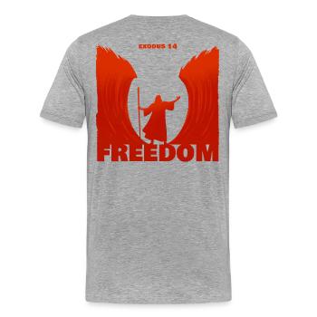 Exode : la liberté - T-shirt bio Premium Homme - gris chiné - Dos - Damien (186cm)