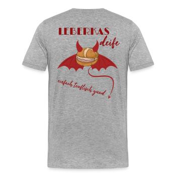 Teuflische Leberkassemmel nicht nur zu Halloween - Männer Premium Bio T-Shirt - Grau meliert - Hinten - Damien (186cm)