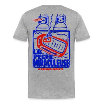 Pêche Miraculeuse Retro - Männer Premium Bio T-Shirt - Grau meliert - Hinten - Damien (186cm)