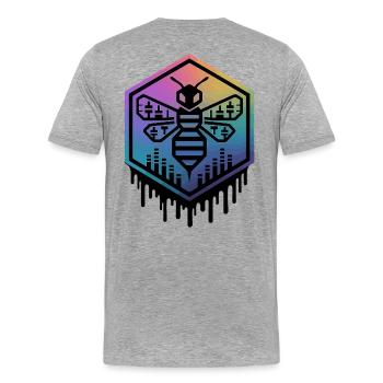 Logo Sound Bee, Honeycomb musical, Conception du club - T-shirt bio Premium Homme - gris chiné - Dos - Damien (186cm)