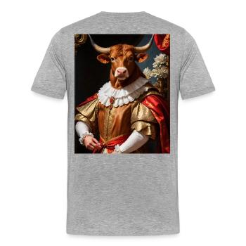 Majestic bull – king of the Baroque - Men's Premium Organic T-Shirt - heather grey - Back - Damien (186cm)