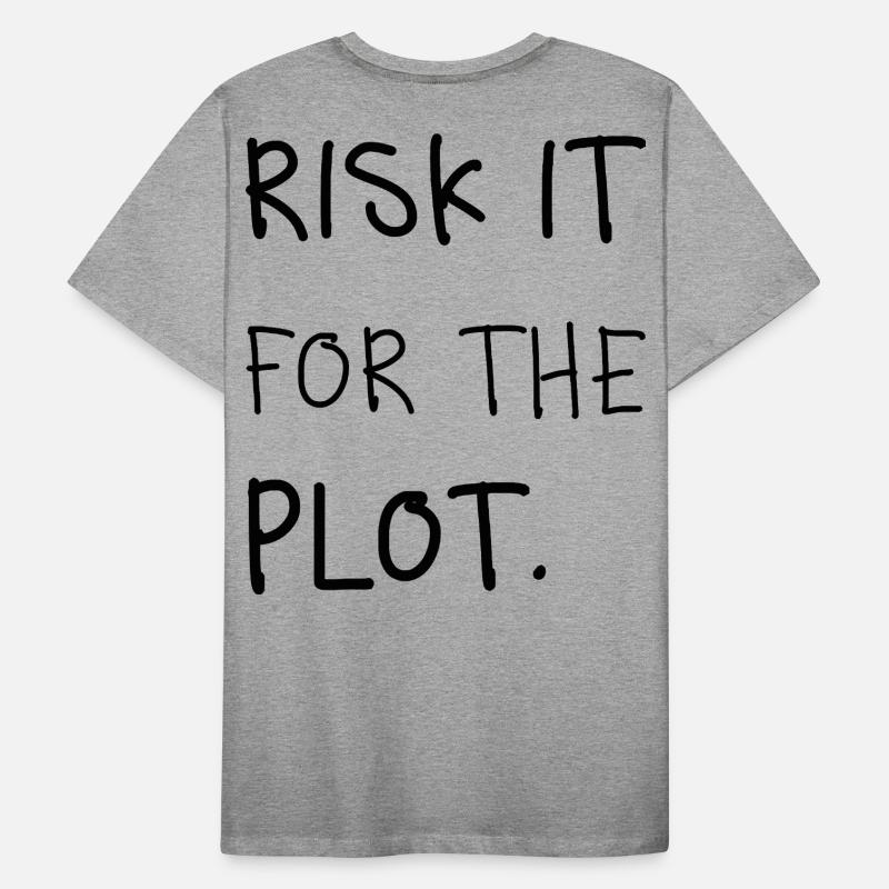 Risk It for the Plot – Handwriting Men's Premium Organic T-Shirt