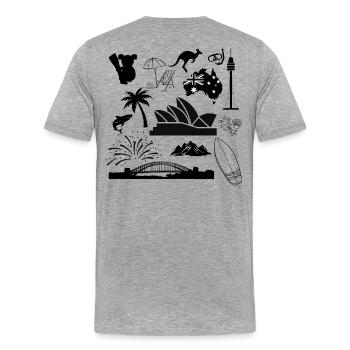 Sydney en symboles - T-shirt bio Premium Homme - gris chiné - Dos - Damien (186cm)