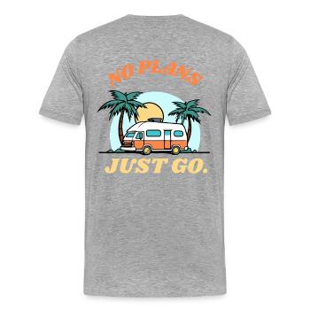 Keine Pläne – Einfach Losfahren - Männer Premium Bio T-Shirt - Grau meliert - Hinten - Damien (186cm)