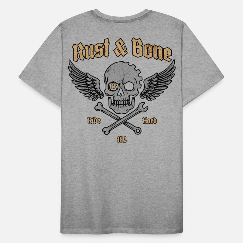 Rust Bone Motorcycle Skull Wing Design Men's Premium Organic T-Shirt
