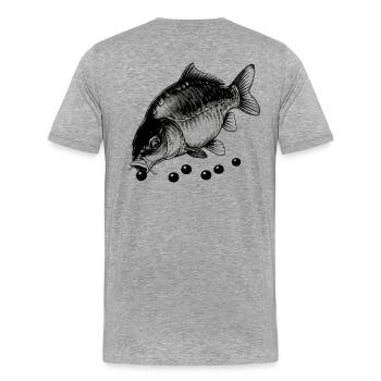 Karpfen zum Mittagessen - Männer Premium Bio T-Shirt - Grau meliert - Hinten - Damien (186cm)