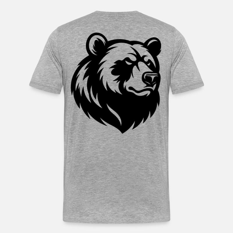 Angry Bear Head - Männer Premium Bio T-Shirt - Grau meliert