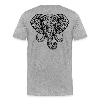 Majestätischer Elefantenkopf - Männer Premium Bio T-Shirt - Grau meliert - Hinten - Damien (186cm)