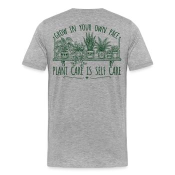 Grandir à son propre rythme – planter l’amour de soi - T-shirt bio Premium Homme - gris chiné - Dos - Damien (186cm)