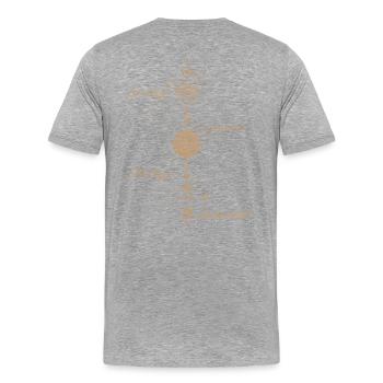 Human Design - Strategie & Autorität - Boho-Stil - Männer Premium Bio T-Shirt - Grau meliert - Hinten - Damien (186cm)