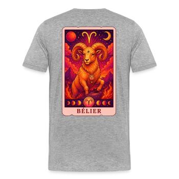 Tarot Bélier - T-shirt bio Premium Homme - gris chiné - Dos - Damien (186cm)