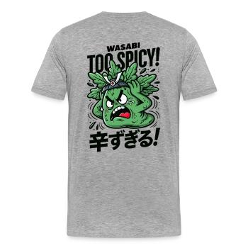Zu scharf: Grüne Chili König - Männer Premium Bio T-Shirt - Grau meliert - Hinten - Damien (186cm)