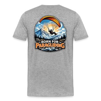 Né pour le parapente - T-shirt bio Premium Homme - gris chiné - Dos - Damien (186cm)
