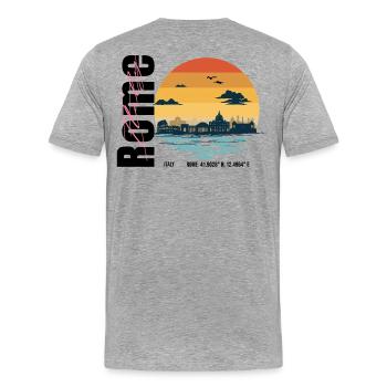 Rome Été Rétro - T-shirt bio Premium Homme - gris chiné - Dos - Damien (186cm)