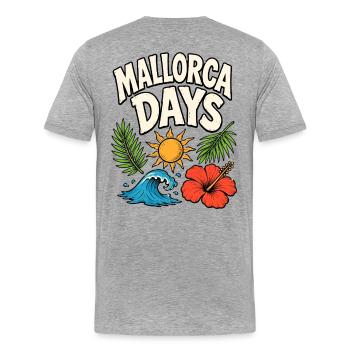 Journées de Majorque avec soleil, vagues et hibiscus - T-shirt bio Premium Homme - gris chiné - Dos - Damien (186cm)