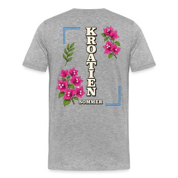 Kroatien Sommer mit Bougainvillea-Blüten - Männer Premium Bio T-Shirt - Grau meliert - Hinten - Damien (186cm)