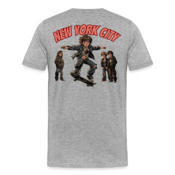 SAUT À NEW YORK - T-shirt bio Premium Homme - gris chiné - Dos - Damien (186cm)