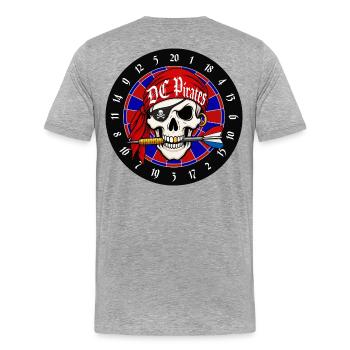 Crâne Pirate sur Dartboard - T-shirt bio Premium Homme - gris chiné - Dos - Damien (186cm)