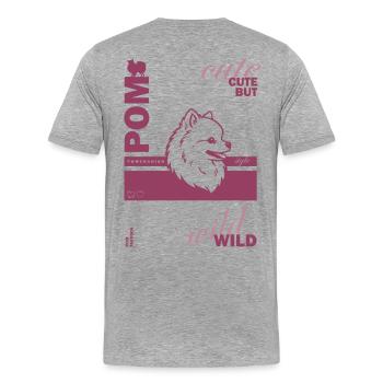 Zwergspitz - Cute but wild - Männer Premium Bio T-Shirt - Grau meliert - Hinten - Damien (186cm)
