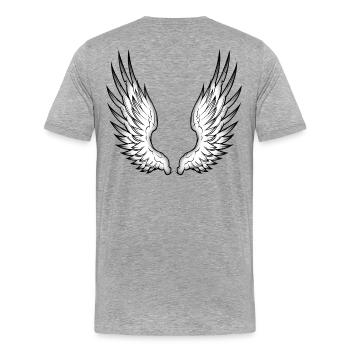 angel wings - Männer Premium Bio T-Shirt - Grau meliert - Hinten - Damien (186cm)