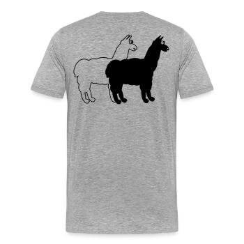 witzige Alpakas  - Männer Premium Bio T-Shirt - Grau meliert - Hinten - Damien (186cm)