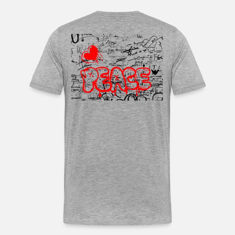 Pense Graffiti Herz Rot - Männer Premium Bio T-Shirt - Grau meliert