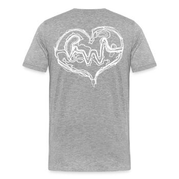 White Heart - Männer Premium Bio T-Shirt - Grau meliert - Hinten - Damien (186cm)
