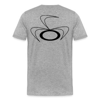 Schwarzer Wirbel - Männer Premium Bio T-Shirt - Grau meliert - Hinten - Damien (186cm)