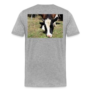 Affiche de vache - T-shirt bio Premium Homme - gris chiné - Dos - Damien (186cm)