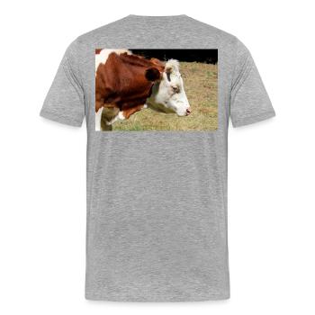 Affiche de vache - T-shirt bio Premium Homme - gris chiné - Dos - Damien (186cm)