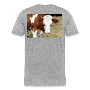Affiche de vache - T-shirt bio Premium Homme - gris chiné - Dos - Damien (186cm)