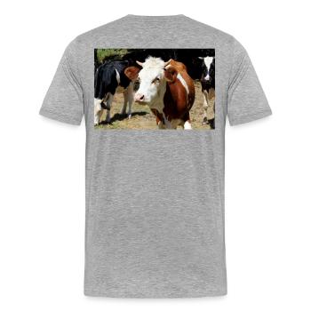 Affiche de vache - T-shirt bio Premium Homme - gris chiné - Dos - Damien (186cm)