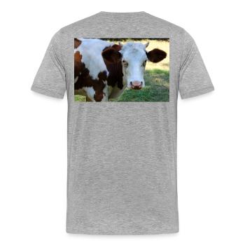 Affiche de vache - T-shirt bio Premium Homme - gris chiné - Dos - Damien (186cm)