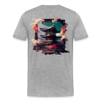 Japanese Building of Tranquility - Men's Premium Organic T-Shirt - heather grey - Back - Damien (186cm)