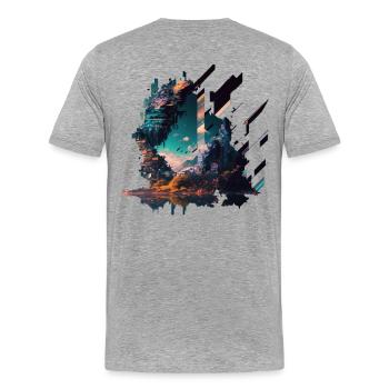 Futuristic Japanese city - Men's Premium Organic T-Shirt - heather grey - Back - Damien (186cm)