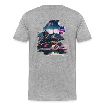 Japanese Temple of Peace - Men's Premium Organic T-Shirt - heather grey - Back - Damien (186cm)