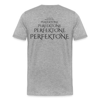 Abstrakter Farbverlauf mit Geometrie - Männer Premium Bio T-Shirt - Grau meliert - Hinten - Damien (186cm)