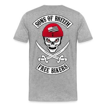 sons of breizh bikers 8 - T-shirt bio Premium Homme - gris chiné - Dos - Damien (186cm)