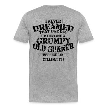 Grumpy Old Gunner - Men's Premium Organic T-Shirt - heather grey - Back - Damien (186cm)
