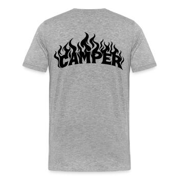 Camper Flammen - Männer Premium Bio T-Shirt - Grau meliert - Hinten - Damien (186cm)