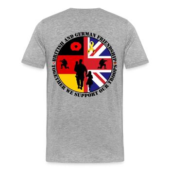 german_british_friedship - Männer Premium Bio T-Shirt - Grau meliert - Hinten - Damien (186cm)