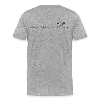 Produkt mit feministischem Statement - Männer Premium Bio T-Shirt - Grau meliert - Hinten - Damien (186cm)
