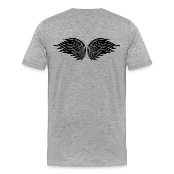 Engelsflügel, Flügel, Christkind, Weihnachten. - Männer Premium Bio T-Shirt - Grau meliert - Hinten - Damien (186cm)